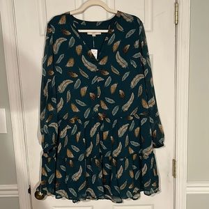 NWT Loft feather dress Green size L